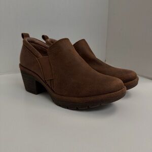 Eurosoft By Sofft Booties Temira Boot Slip-On Heeled Comfort Travel Brown Cognac